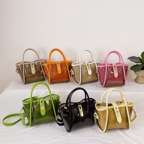 European Style Female Transparent PVC Jelly Handbag