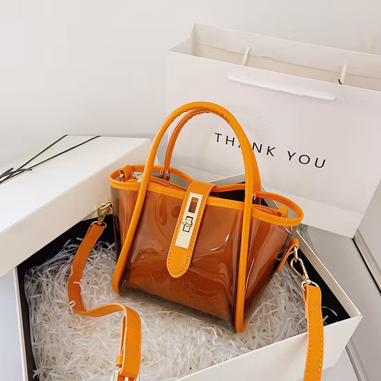 European Style Female Transparent PVC Jelly Handbag