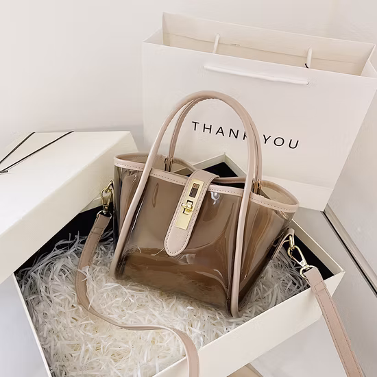 European Style Female Transparent PVC Jelly Handbag